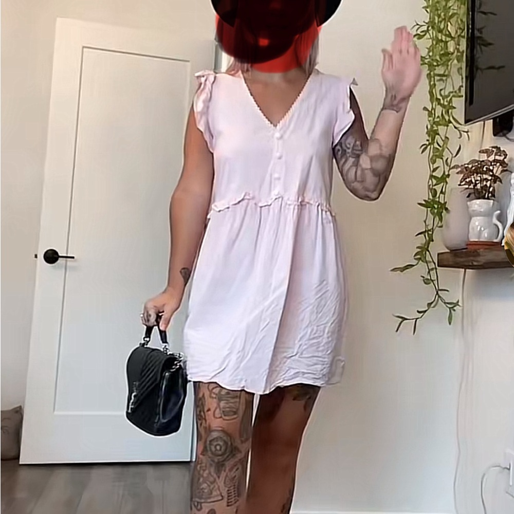 Pink Ruffle Cap Sleeve Dress - Picture 3 of 3
